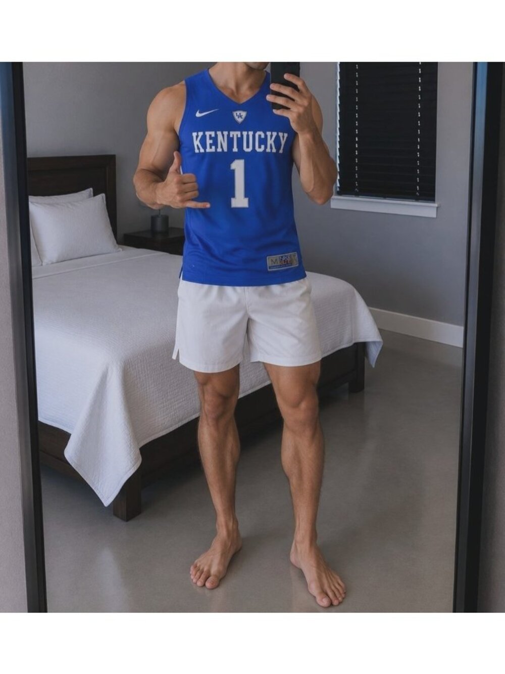 Nike Elite Mens Medium Kentucky Wildcats #1 Basketball Jersey Dri-Fit Blue